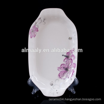 Porcelain Square Dish With Two Flowers decal